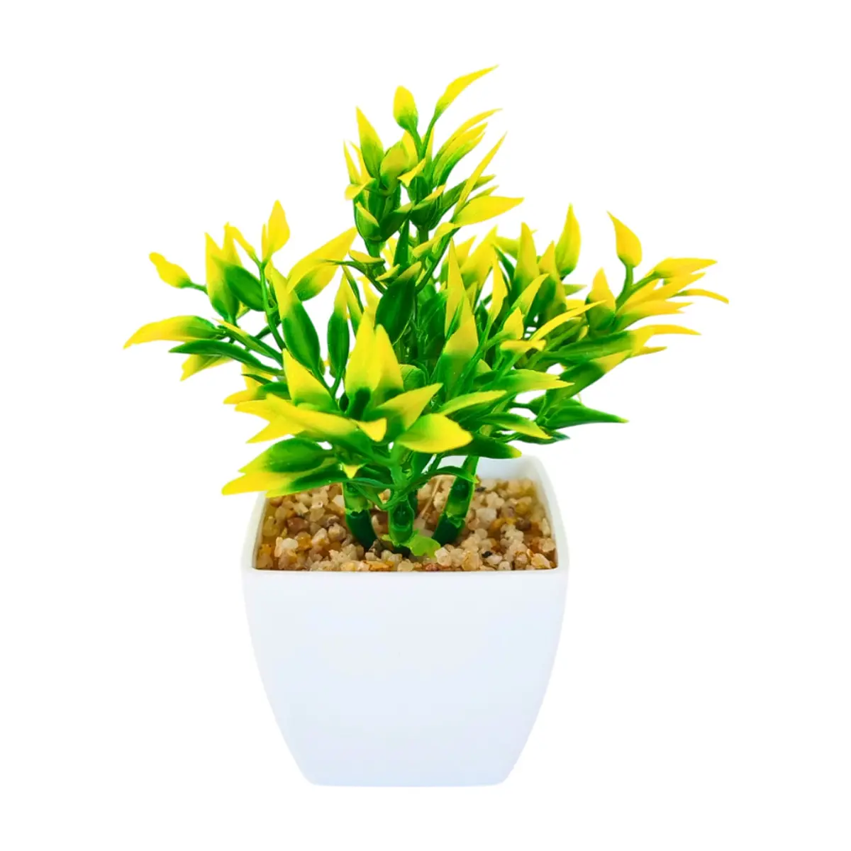 Maceta con plantas artificial verde y amarillo Tiara