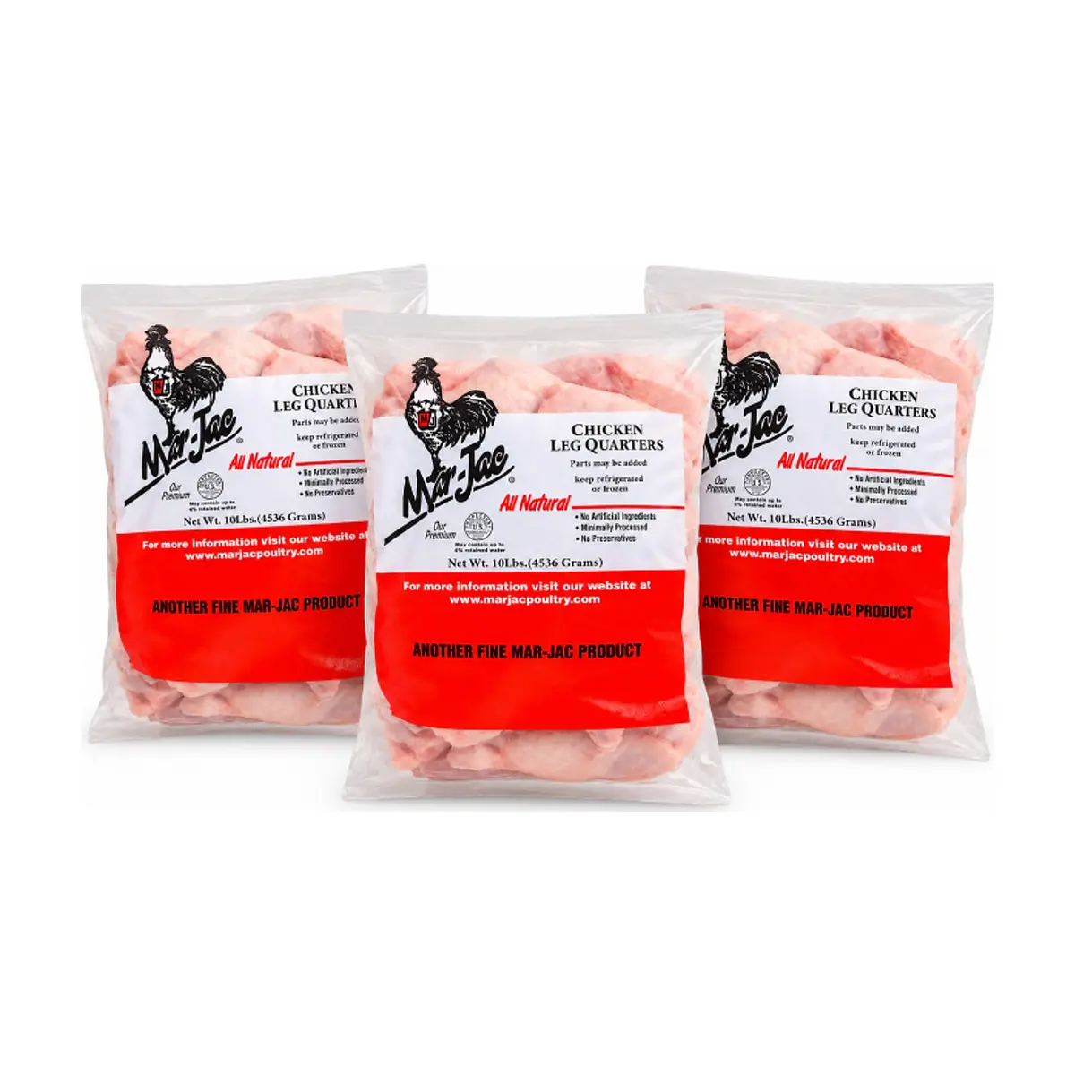 Cuartos traseros de pollo Mar Jac ( 3 x 4.54 kg / 10 lb)