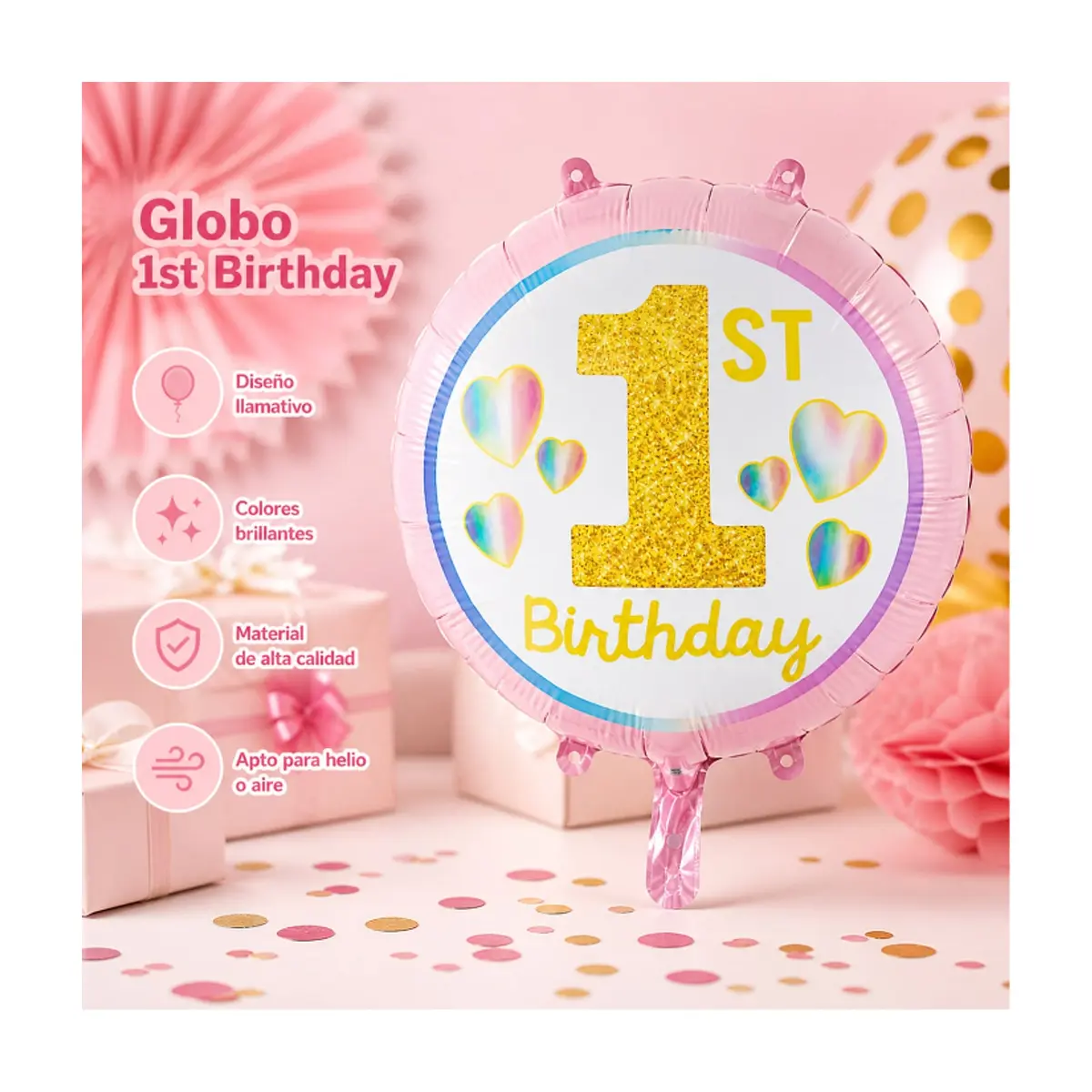 Globo Feliz 1er Cumpleaños Ballon (17 pulgadas) - Thumbnail 4