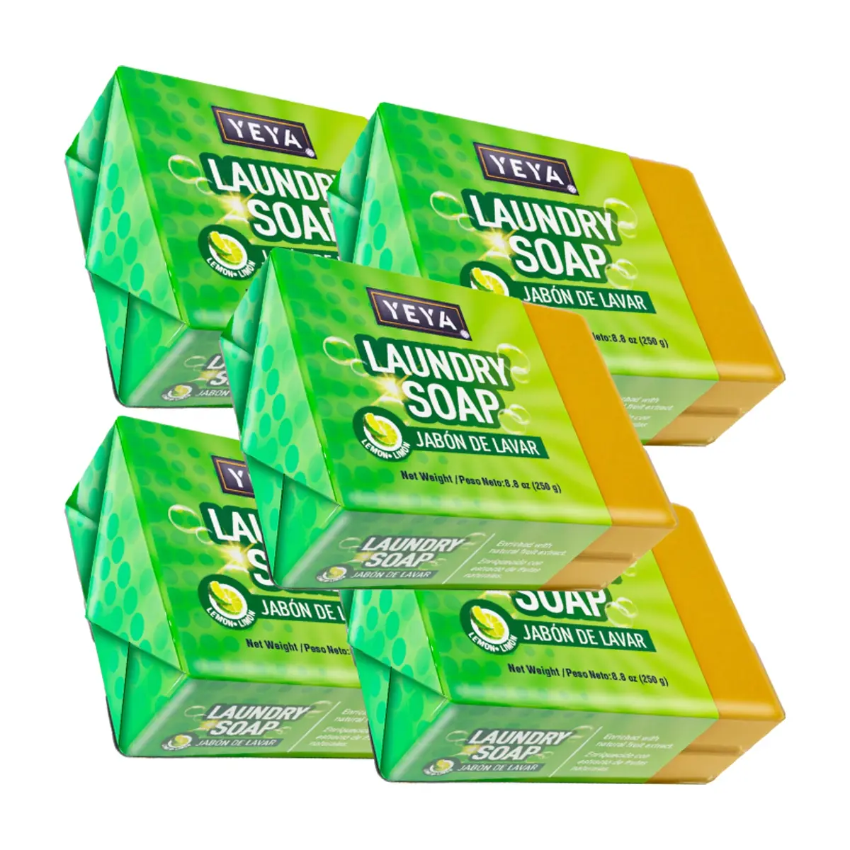 Jabón de lavar con aroma a limón YEYA (5 x 250 g / 8.8 oz) - Imagen 1
