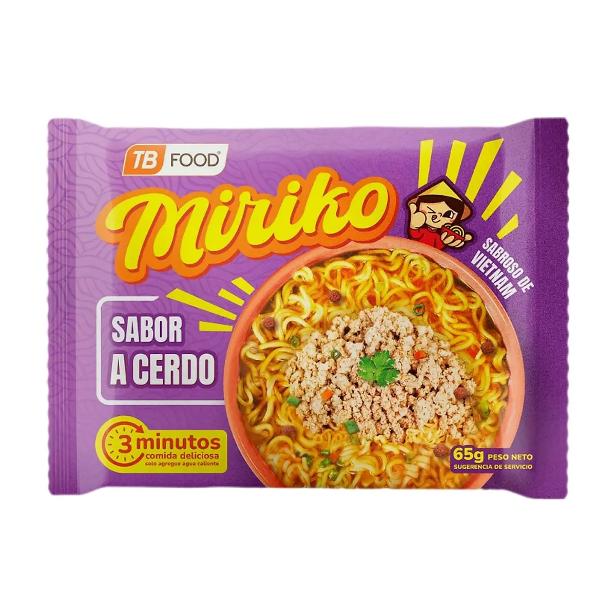 Sopa instantánea de fideos sabor a cerdo Miriko (65 g / 2.29 oz)