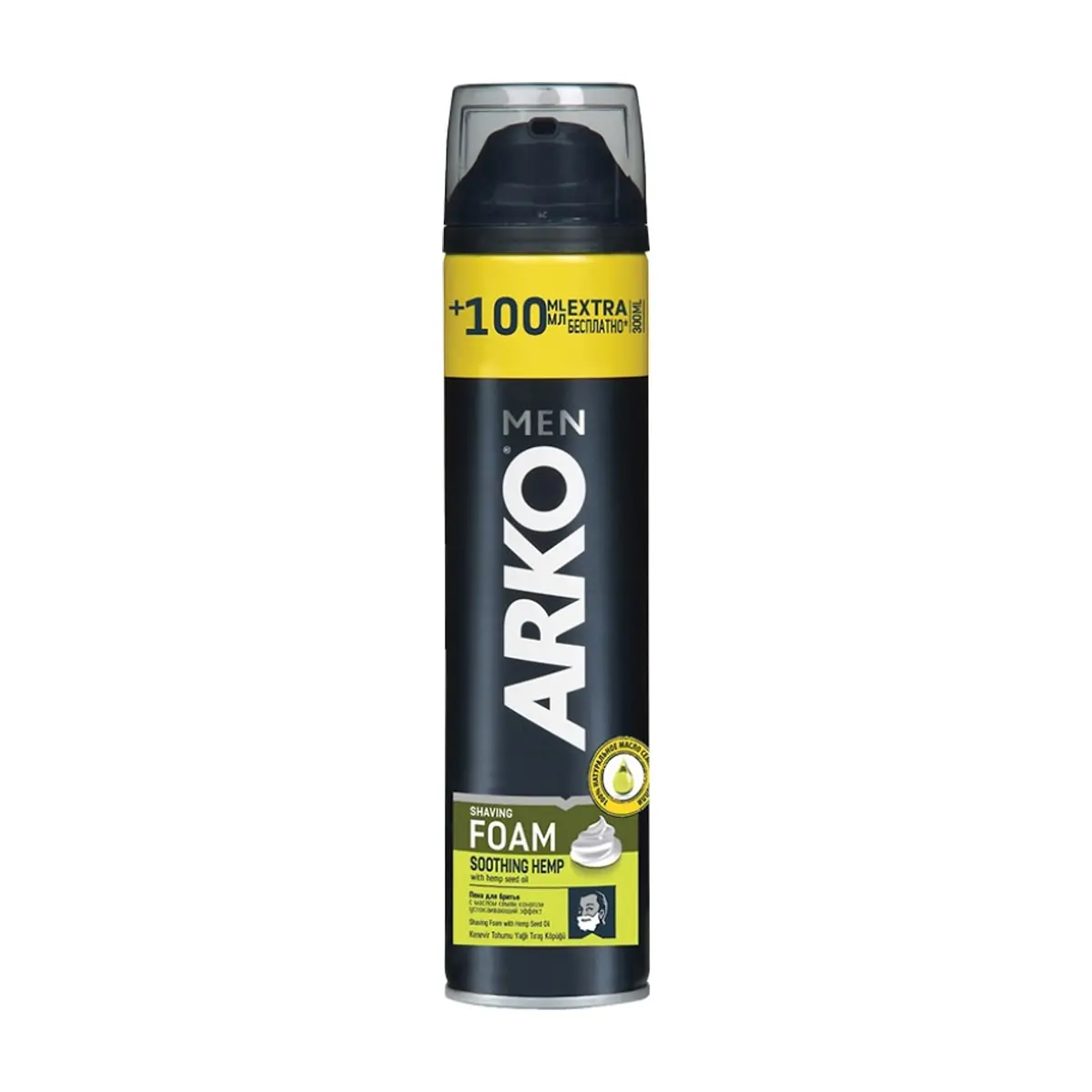 Espuma de afeitar calmante con aceite de cáñamo Arko (300 ml)