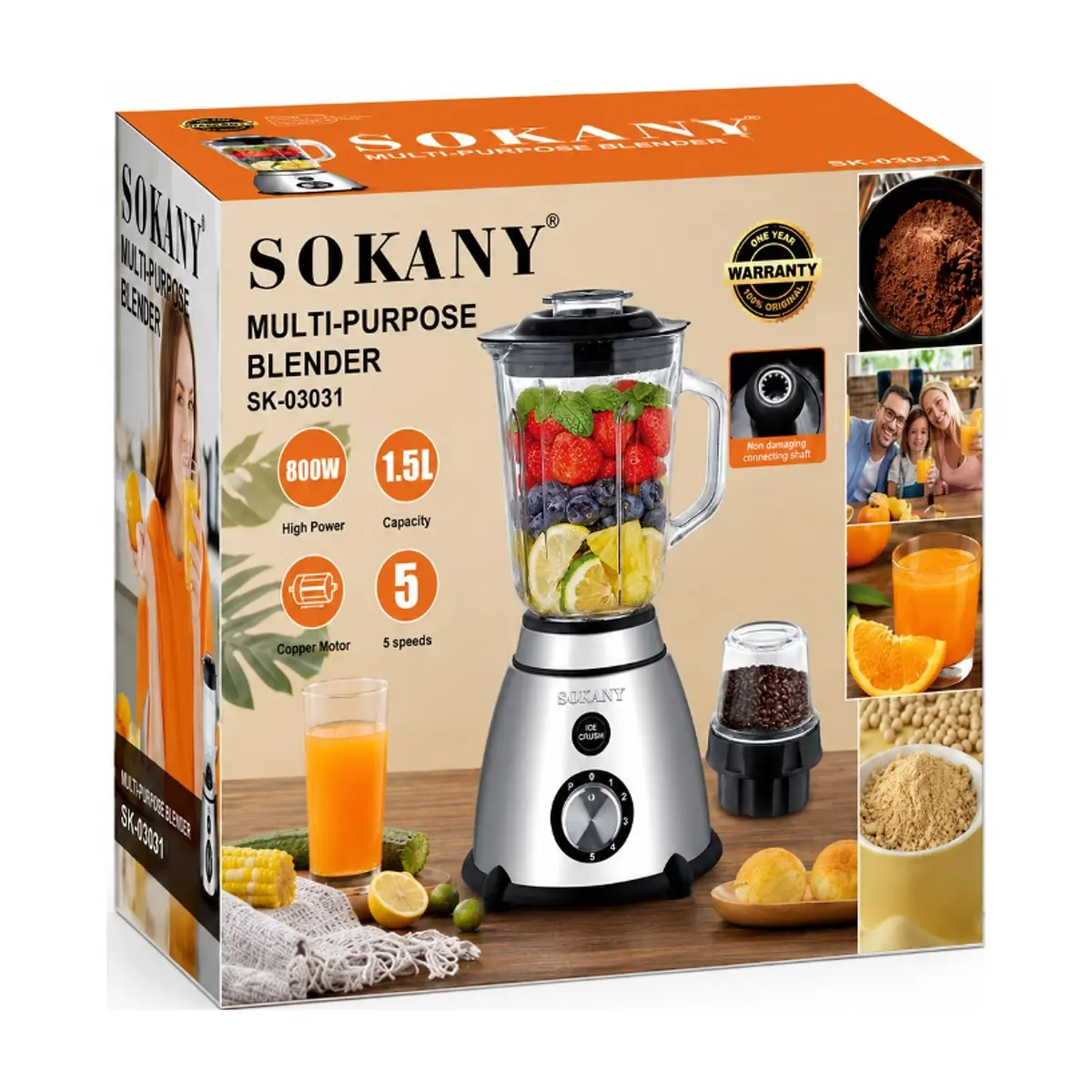 Batidora multipropósito 1.5 L Sokany SK-03031 - Thumbnail 7