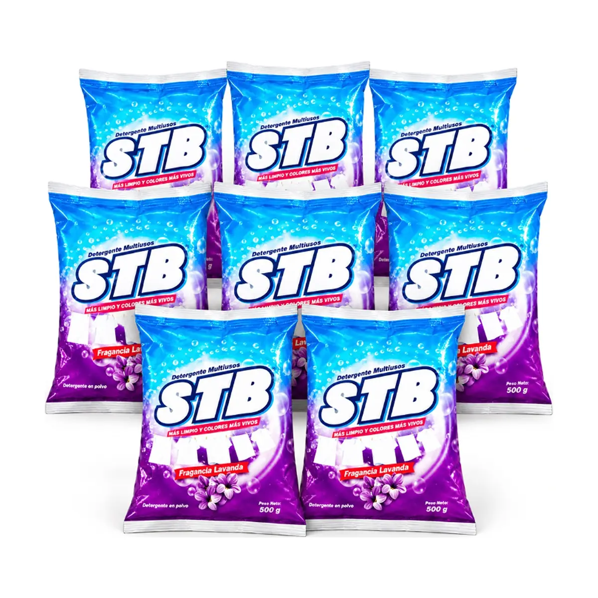 Detergente en polvo multiusos con fragancia a lavanda STB (8 x 500 g / 1.1 lb)