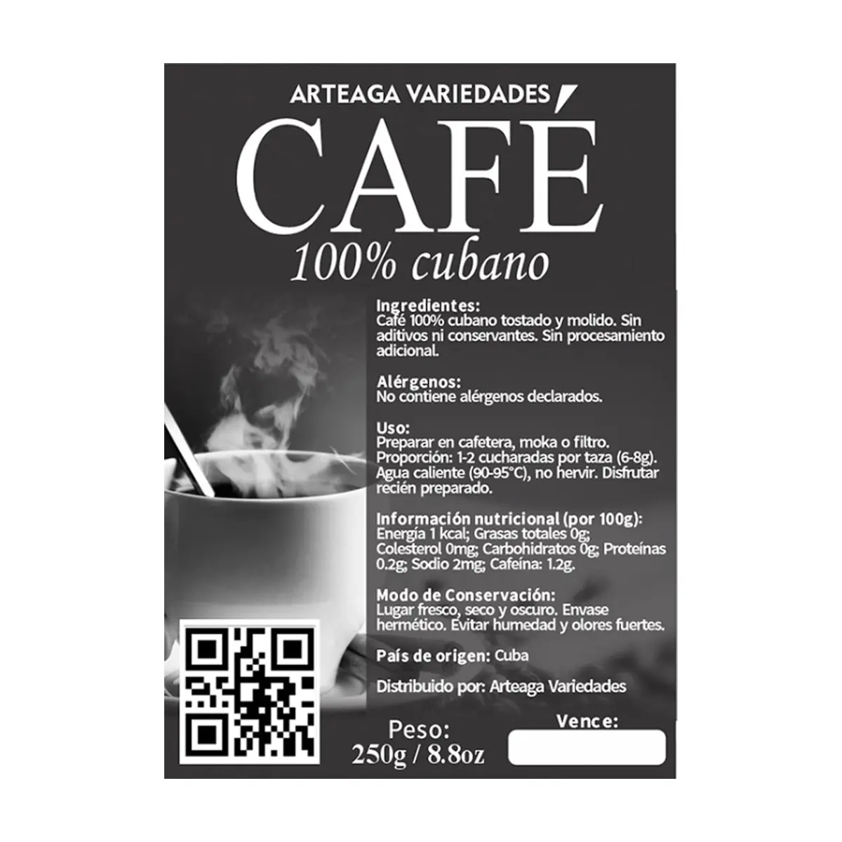 Café 100% cubano Arteaga Variedades (250 g / 8.8 oz) - Thumbnail 2