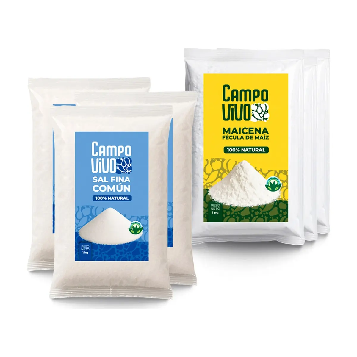 Combo de grano y sazón Campo Vivo #6: Sal fina común + Maicena