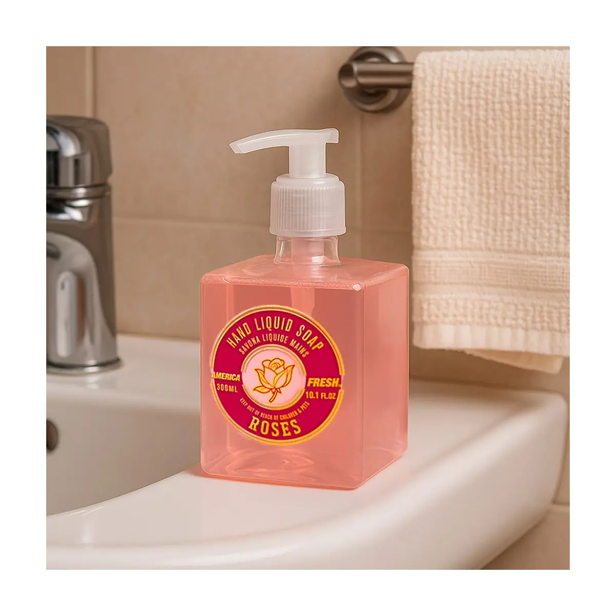 Jabón líquido de rosas para manos América Fresh (300 ml / 10.10 oz) - Thumbnail 4