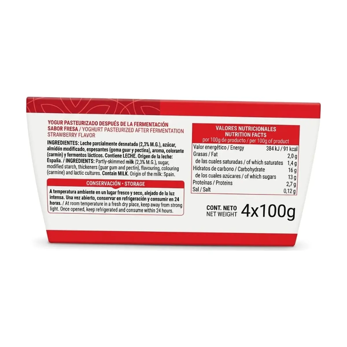 Yogurt pasteurizado sabor fresa Vima Foods (4 x 100 g / 3.52 oz) - Miniatura 2