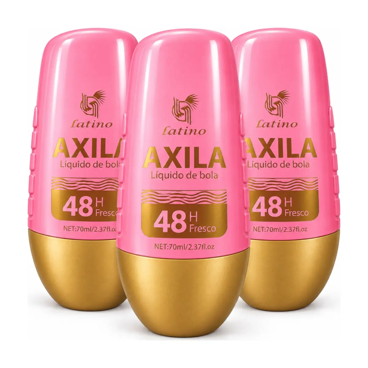 Desodorante roll-on rosado Axila (3 x 70 ml)