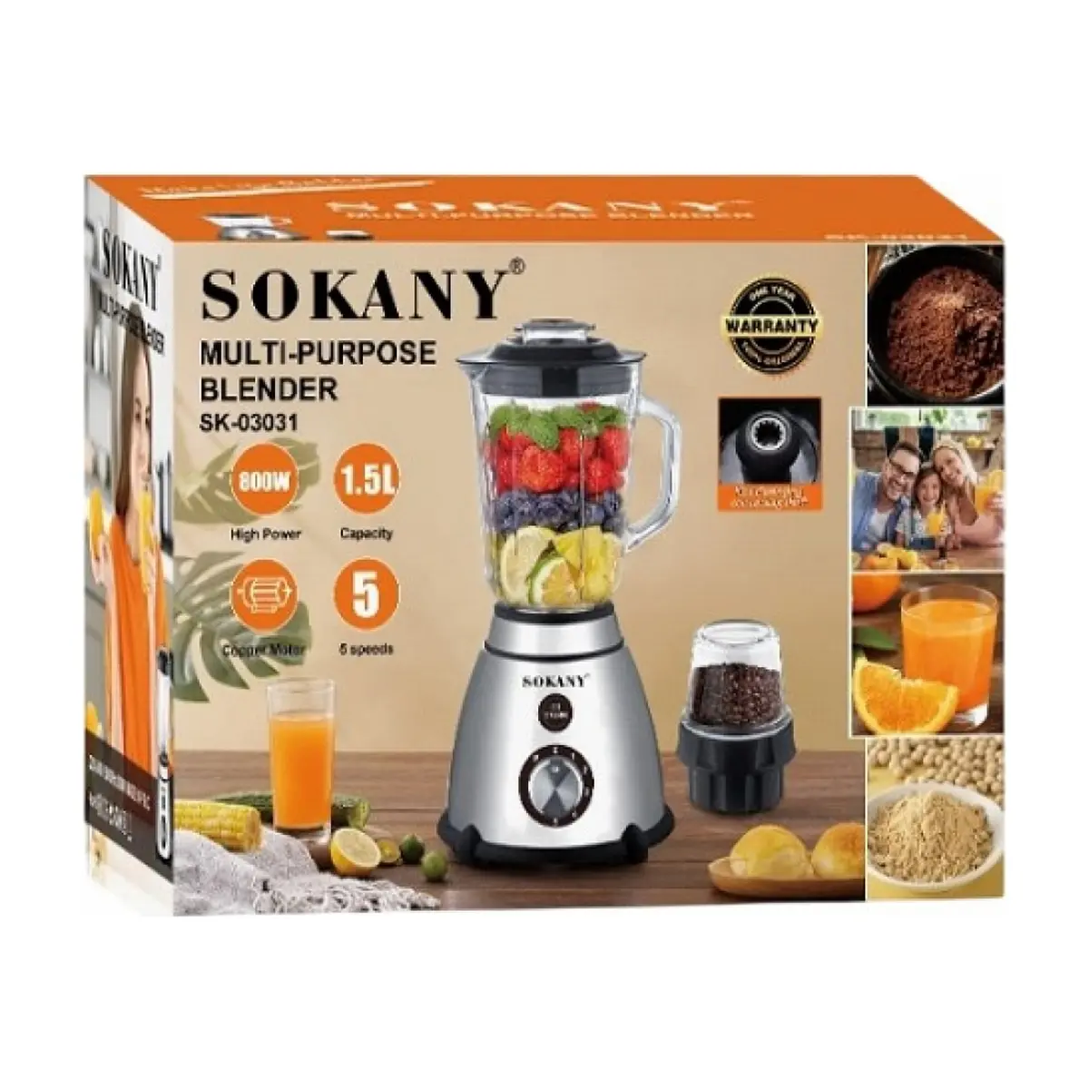 Batidora multipropósito 1.5 L Sokany SK-03031 - Thumbnail 2