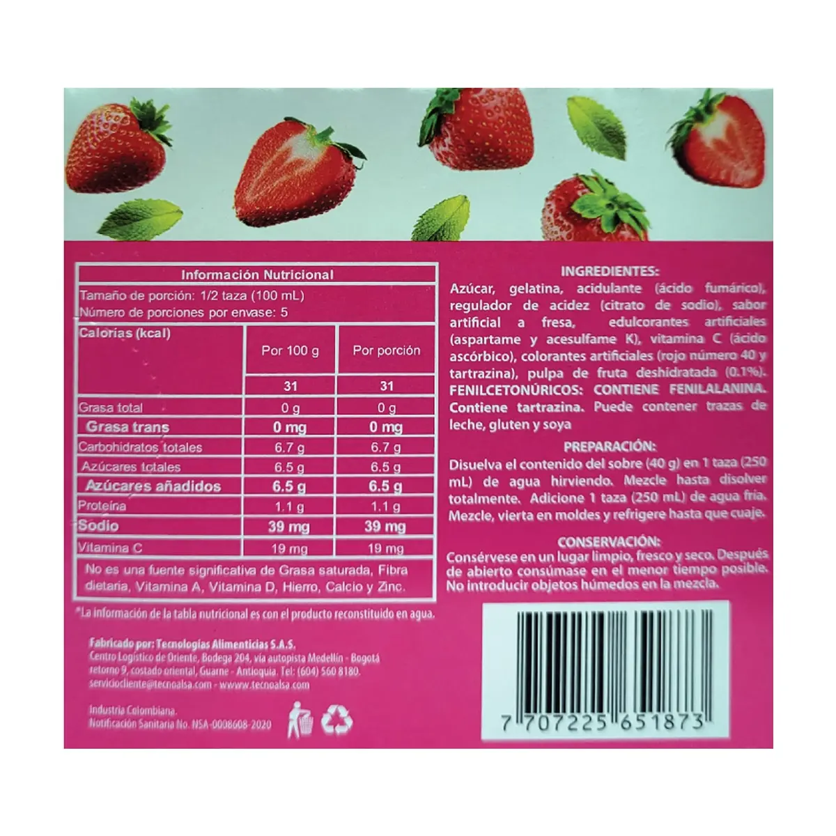 Gelatina sabor fresa Boom (40 g / 1.4 oz) - Thumbnail 2