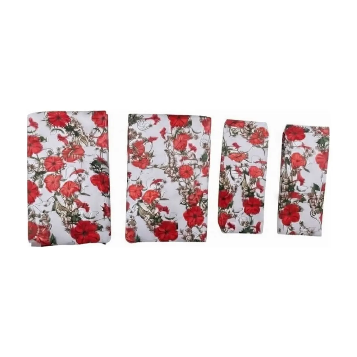 Juego de sábanas Full Size de cuatro piezas con estampado floral de enredaderas rojas sobre fondo blanco Solla Home - Miniatura 2