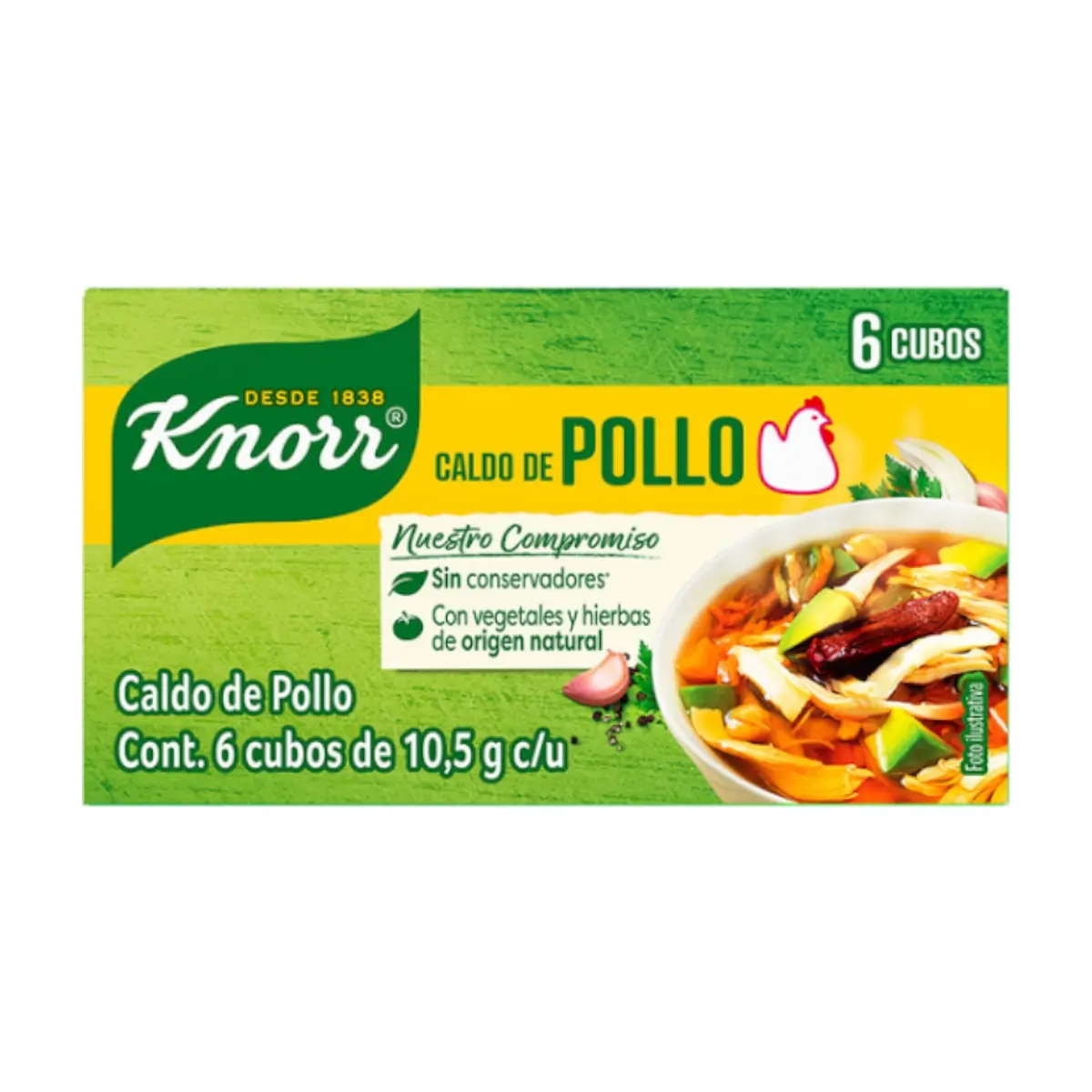 Cubos de caldo de pollo con vegetales y hierbas Knorr (6 x 10.5 g) - Miniatura 1