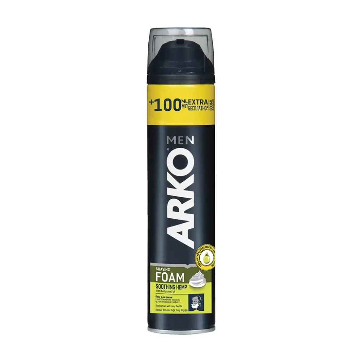 Espuma de afeitar calmante con aceite de cáñamo Arko (300 ml)