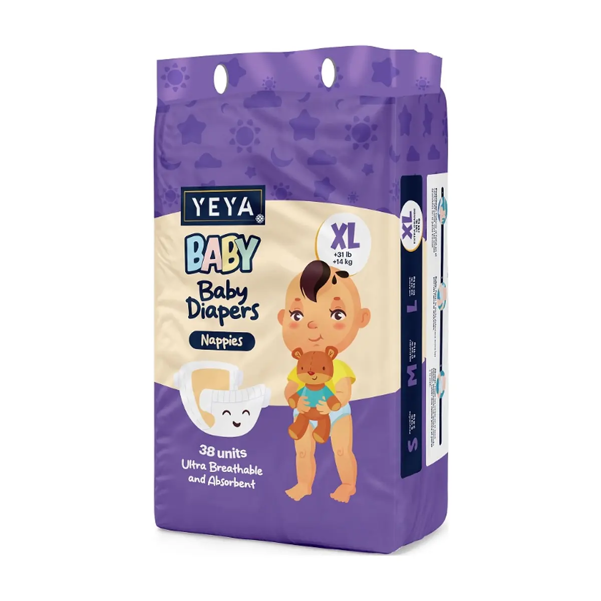 Pañales desechables para bebé talla XL YEYA (38 U) - Thumbnail 4