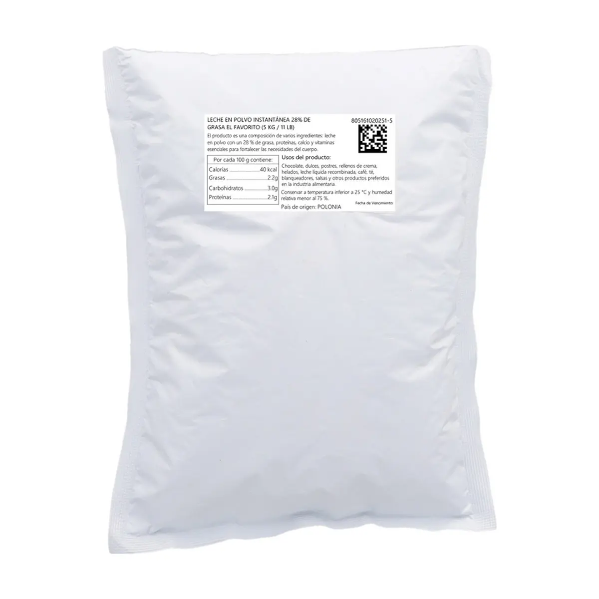 Leche en polvo instantánea 28% de grasa El Favorito (5 kg / 11 lb) - Thumbnail 2