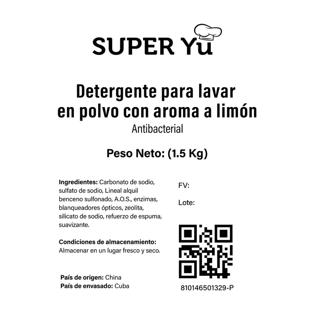 Detergente para lavar en polvo con aroma a limón Super Yu (1.5 kg / 3.3 lb) - Thumbnail 4