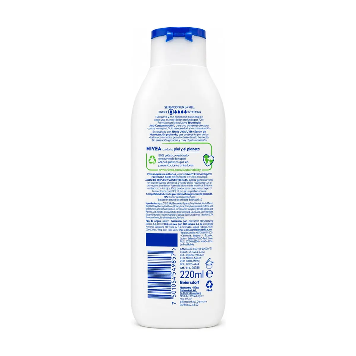 Crema corporal humectante con protección solar FPS15 72 H Nivea (220 ml) - Thumbnail 3