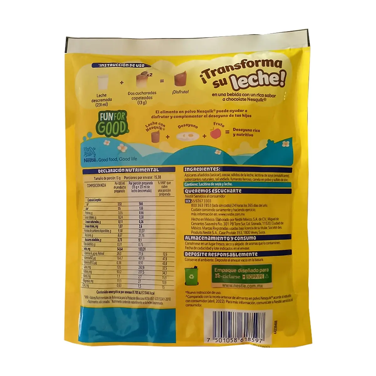 Chocolate en polvo Nesquik Nestlé (200 g / 7.05 oz) - Thumbnail 6