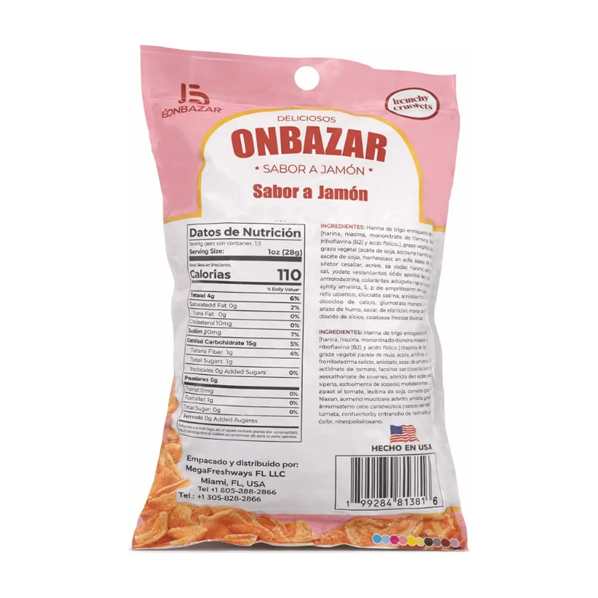 Papas fritas sabor a jamón Onbazar (42 g / 1.5 oz) - Miniatura 3