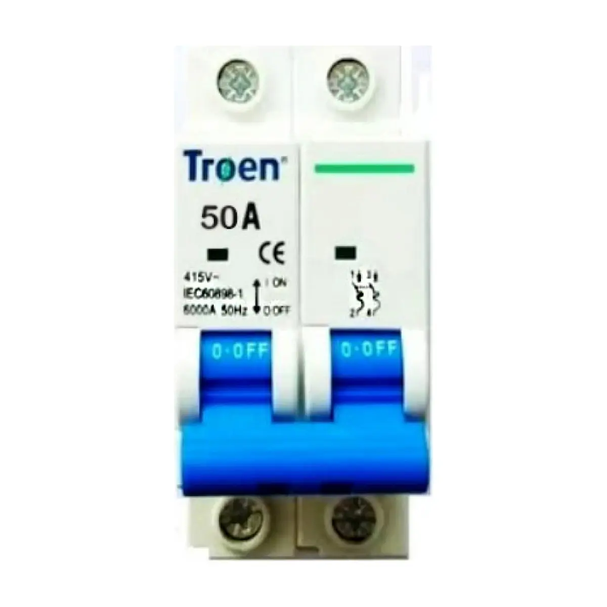 Interruptor - breaker - termomagnético de 2 polo tipo europeo Troen TR-C65-50A-2P - Miniatura 1