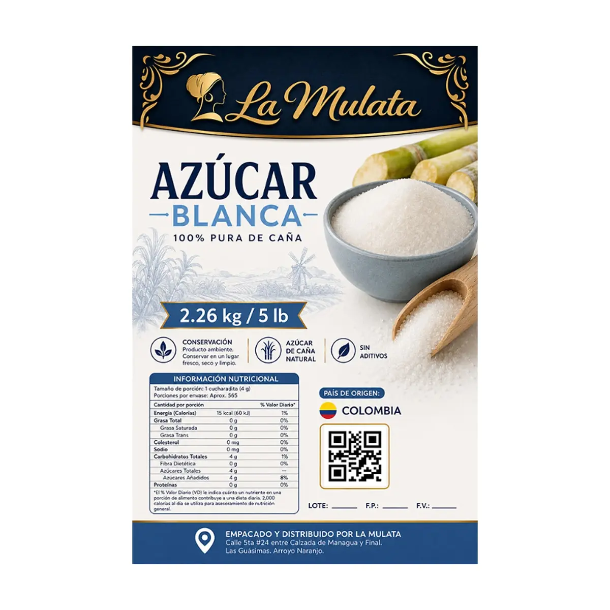 Azúcar blanca La Mulata (2.26 kg / 5 lb) - Miniatura 2