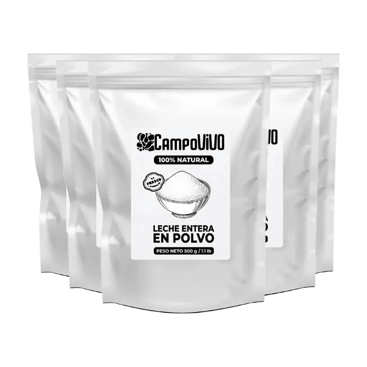 Leche entera en polvo Campo Vivo (5 x 500 g / 1.1 lb)