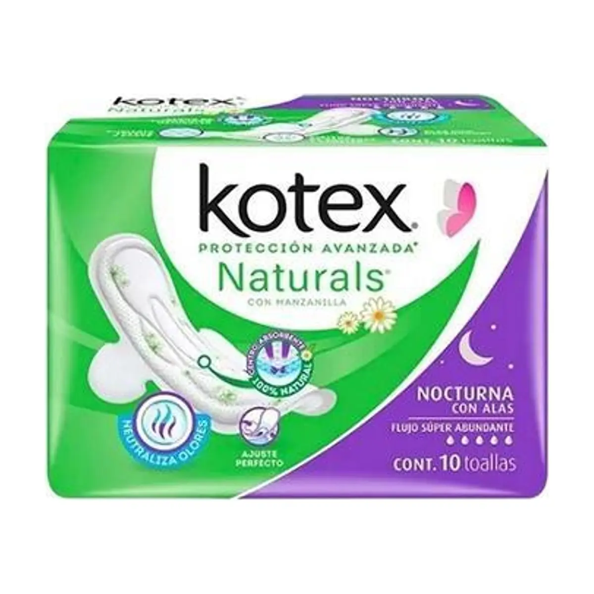 Toallas Femeninas Nocturnas con Alas (10 u) KOTEX