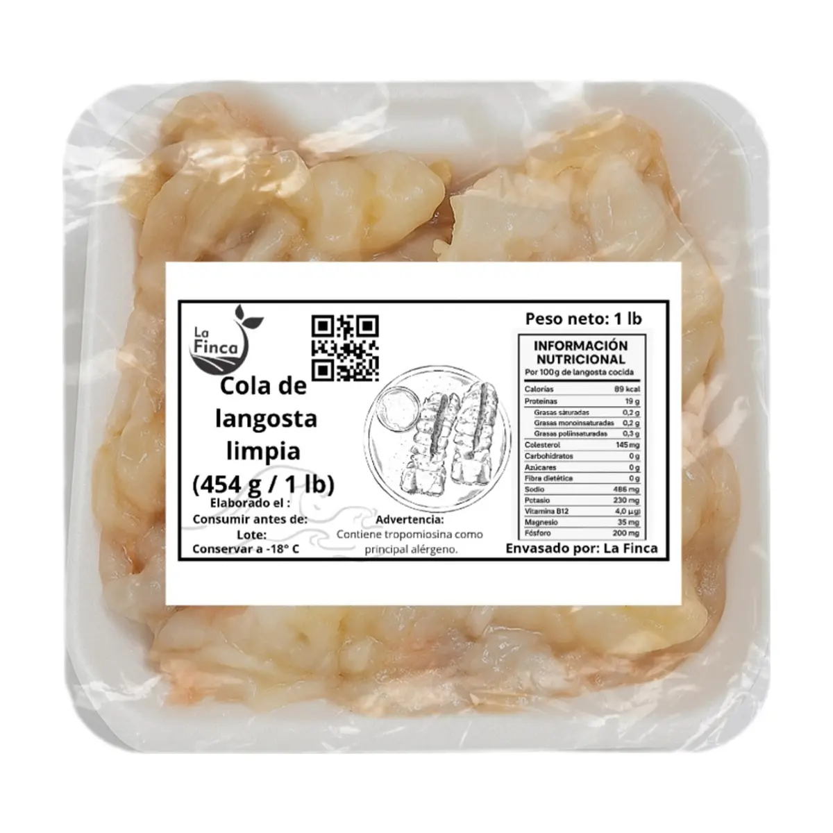 Cola de langosta limpia (454 g / 1 lb) - Miniatura 1