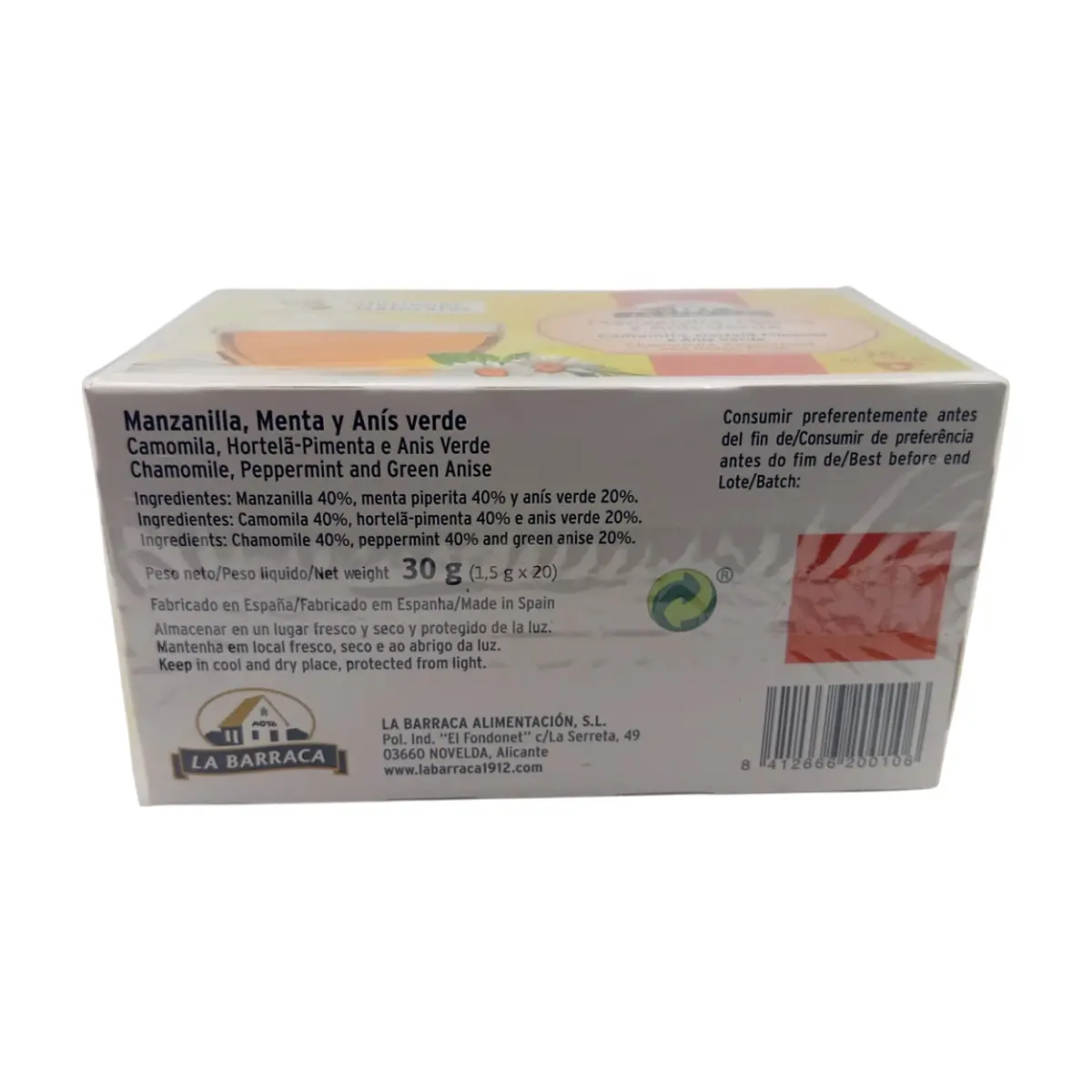 Té -infusión- de manzanilla, menta y anís verde La Barraca (30 g / 1.06 oz) - Thumbnail 2