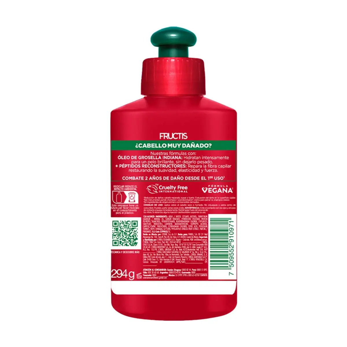 Crema para peinar Borrador de Daño Post Química Garnier Fructis (300 ml) - Thumbnail 2