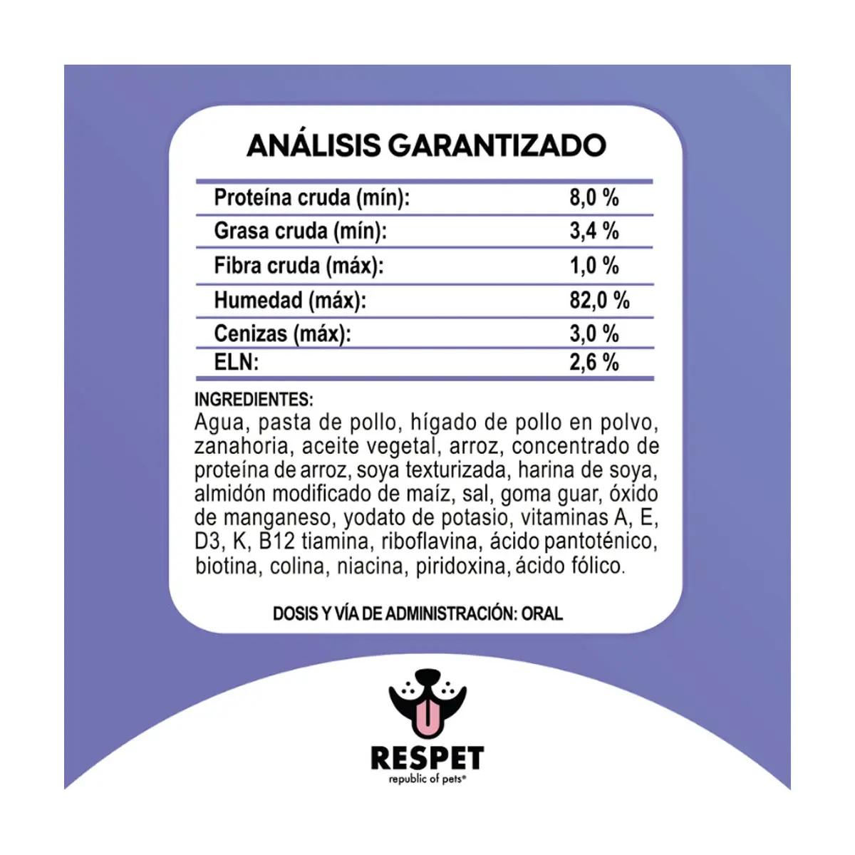 Alimento húmedo para perros adultos con pollo y vegetales Respet (100 g / 3.52 oz) - Thumbnail 3