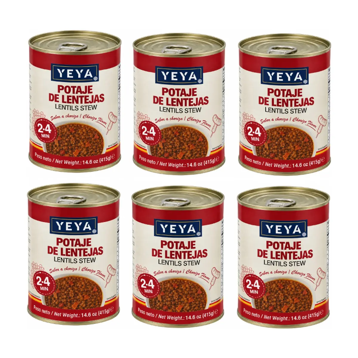Potaje de lentejas YEYA (6 x 415 g / 14.6 oz) - Imagen 1