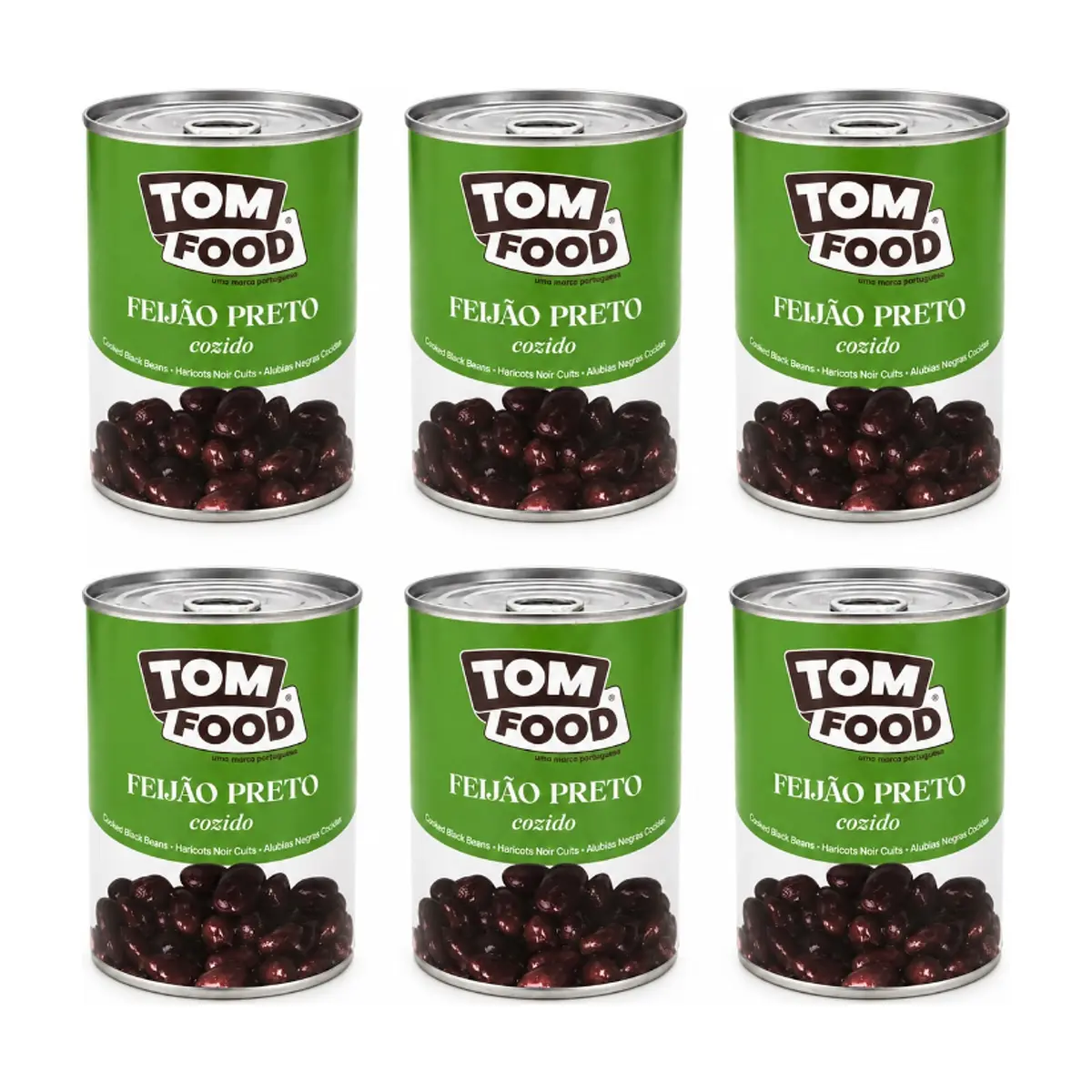 Frijoles negros cocidos Tom Food (6 x 425 g / 15 oz)
