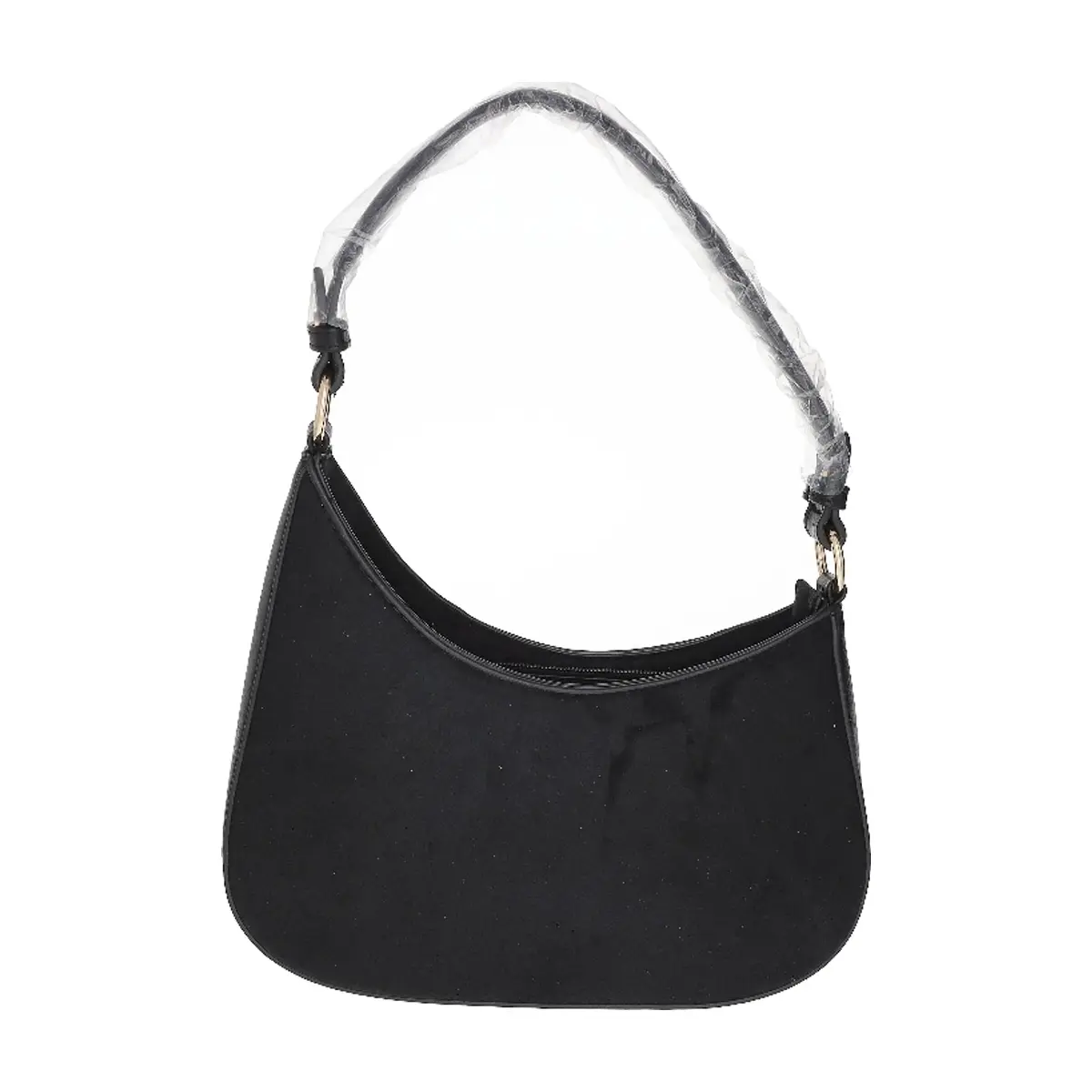 Bolso de hombro negro con acabado gamuza y asa ajustable Isabella (1 U)