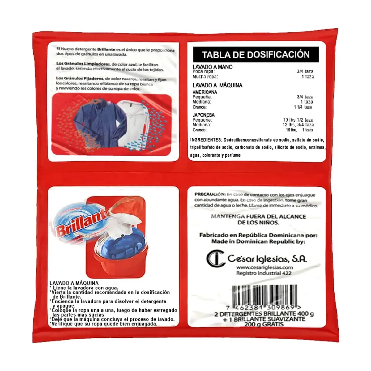 Detergente en polvo Brillante (400 g / 14.10 oz) - Thumbnail 2