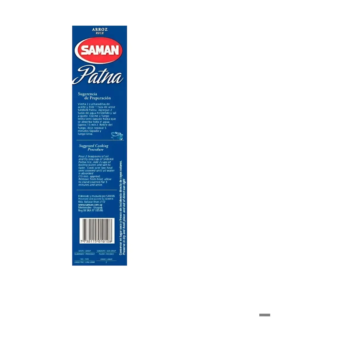 Arroz blanco de grano largo fino Saman Patna (1 kg / 2.2 lb) - Miniatura 2
