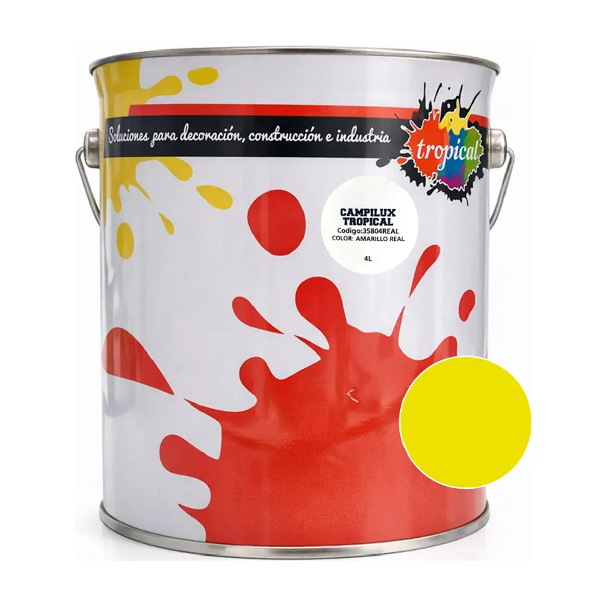 Pintura esmalte interior y exterior color amarillo real Campilux Tropical (4 L)