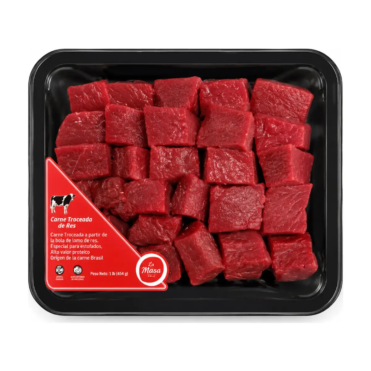 Carne de res troceada de primera La Masa (454 g / 1 lb)