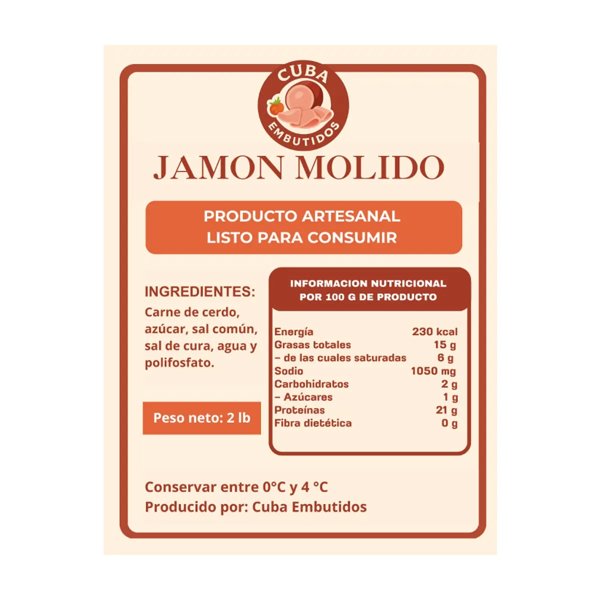 Jamon molido Cuba Embutidos (907 g / 2 lb) - Thumbnail 4