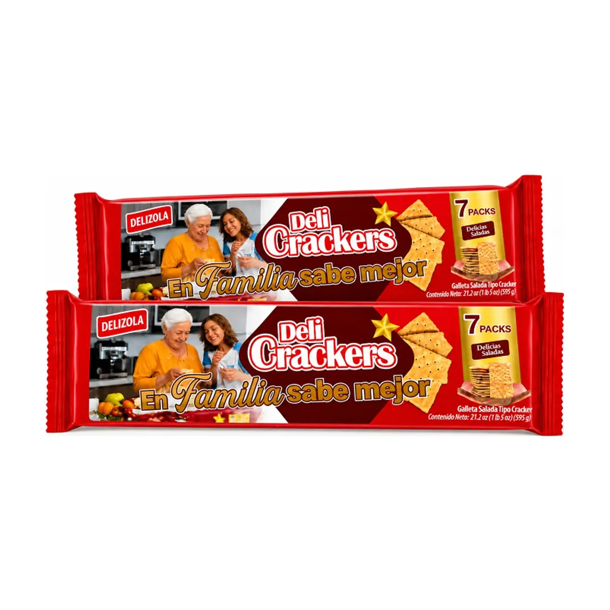 Galletas saladas tipo cracker Delizola (2 x 595 g / 1.3 lb)