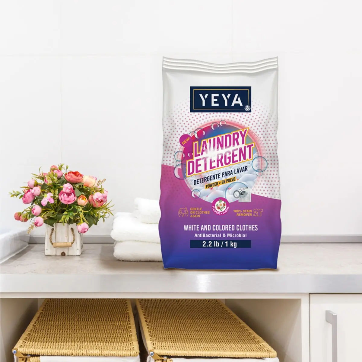 Detergente en polvo con aroma a flores YEYA (1 kg / 2.2 lb) - Thumbnail 5