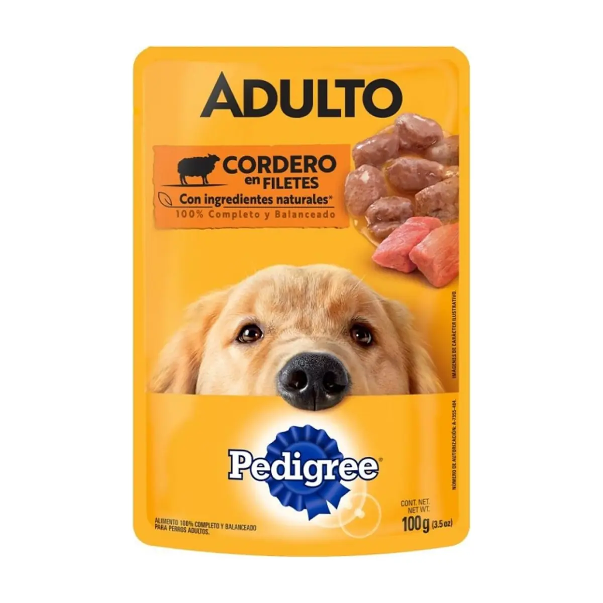 Alimento cordero en filetes para perro adulto Pedigree (100 g / 3.52 oz)