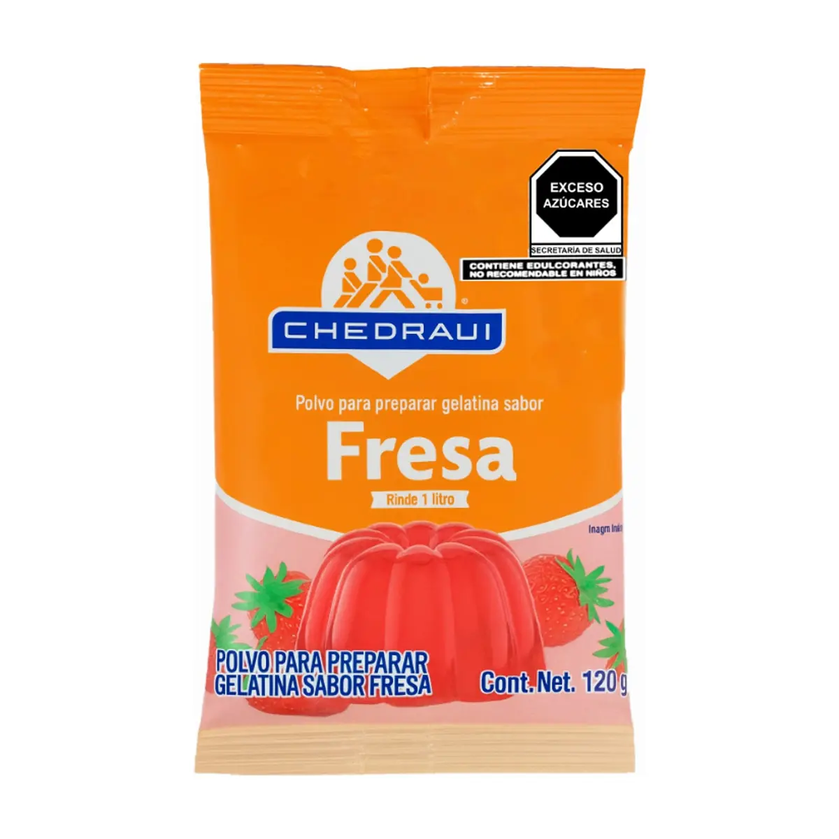 Polvo para preparar gelatina sabor fresa Chedraui (120 g / 4.23 oz)