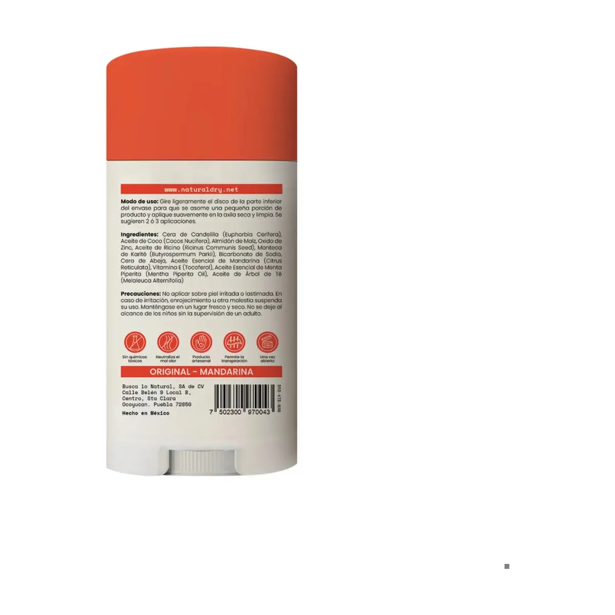 Desodorante natural corporal en barra para niños aroma mandarina NaturalDry (50 g / 1.76 oz) - Thumbnail 2