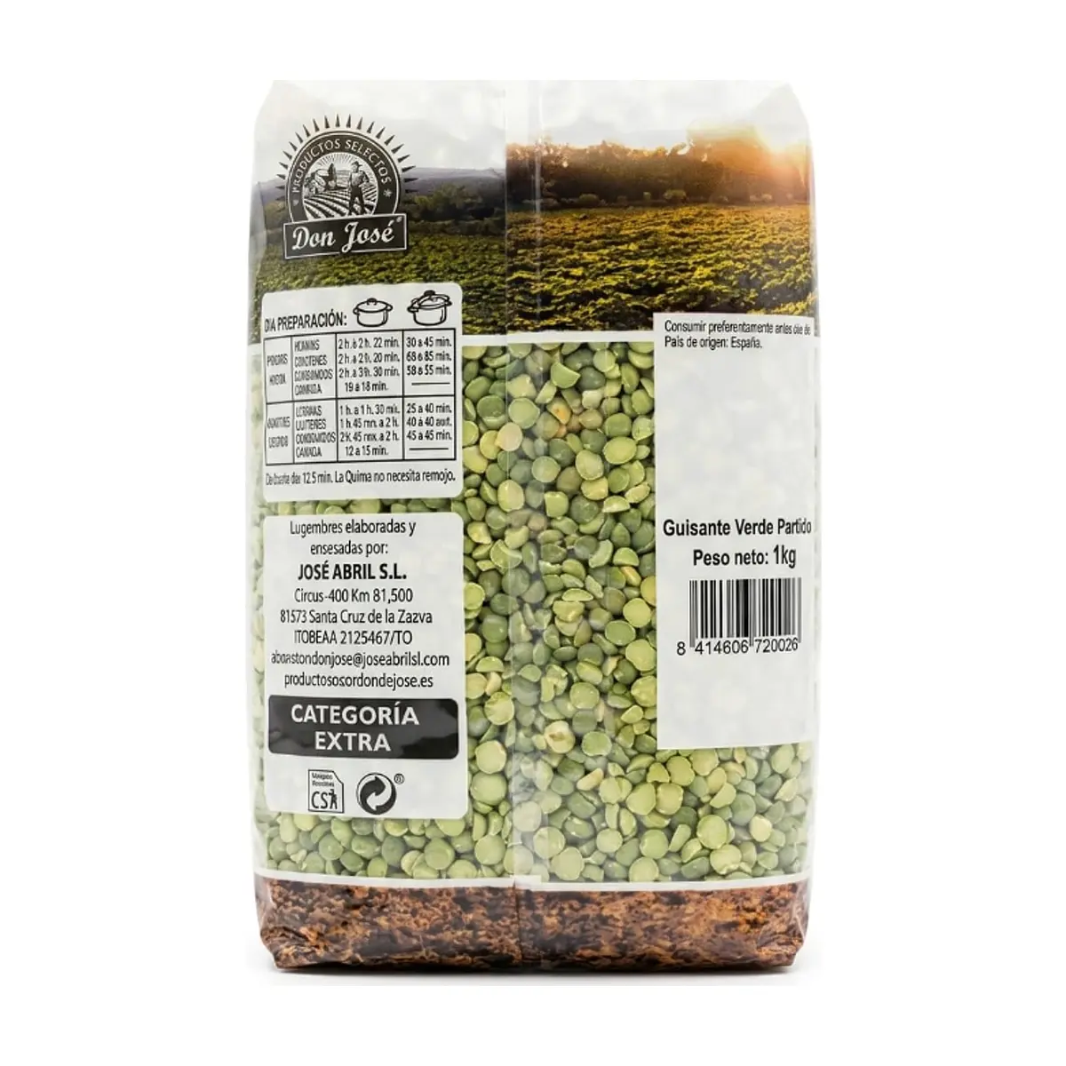 Guisantes verdes partidos - chicharos Don José (1 kg / 2.2 lb) - Miniatura 2