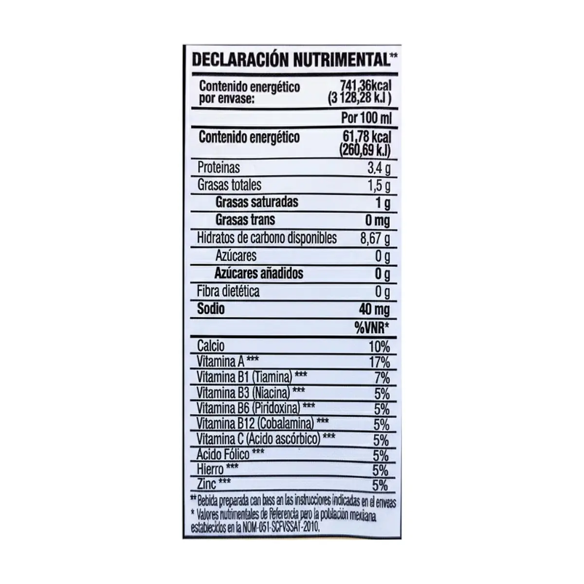 Polvo para preparar atole sabor vainilla fortificado con vitaminas y minerales Great Value (45 g / 1.59 oz) - Miniatura 3