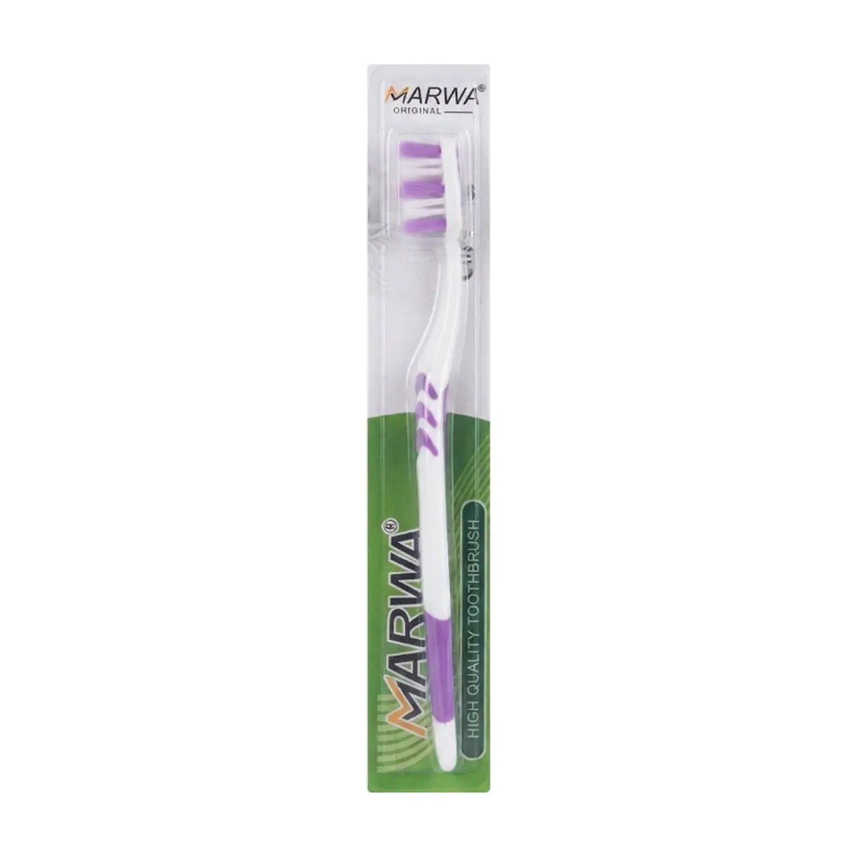 Cepillo de dientes color morado con tapa y cerdas de dureza media Marwa MR-612