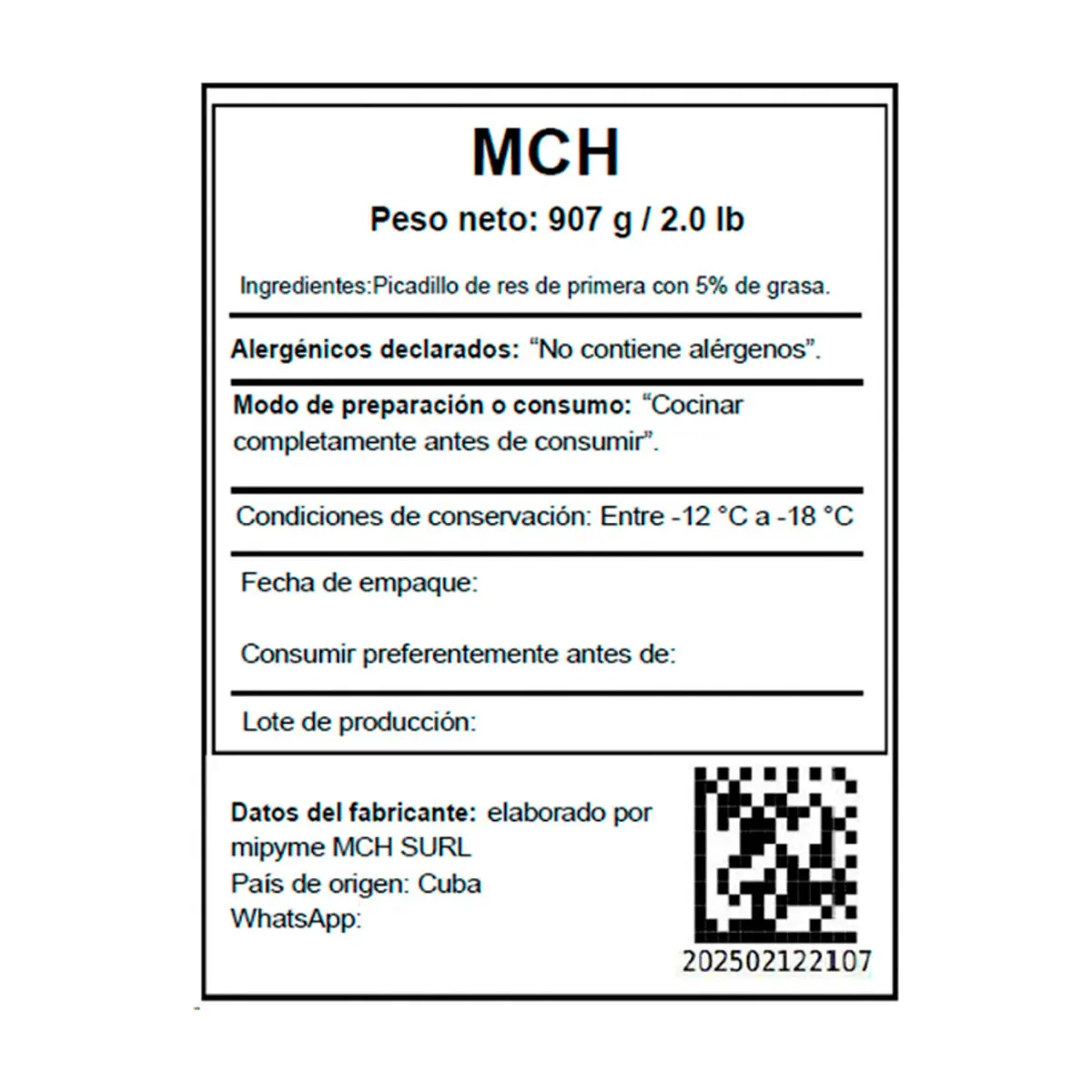Picadillo de res de primera con 5% de grasa MCH (907 g / 2 lb) - Thumbnail 3