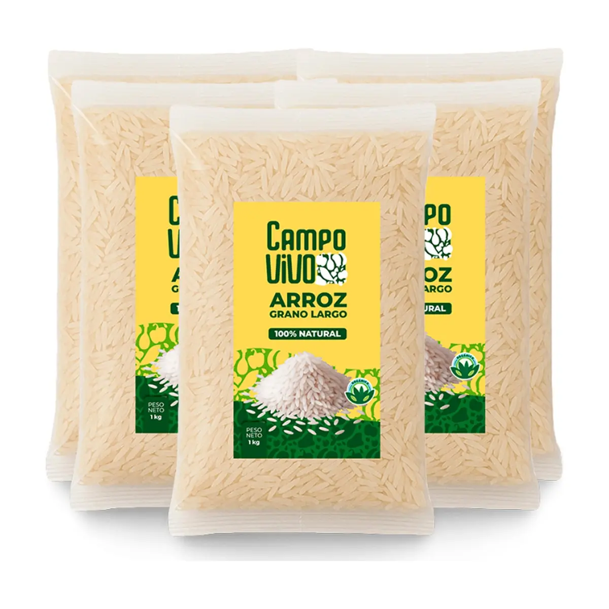 Arroz de grano largo Campo Vivo (5 x 1 kg / 2.2 lb)